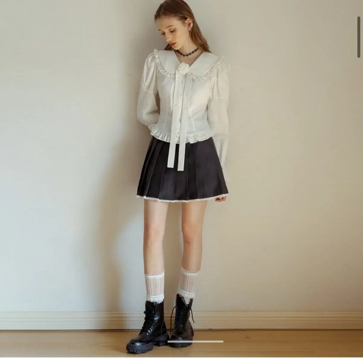 쎄무아듀 cest double layered pleated skirt