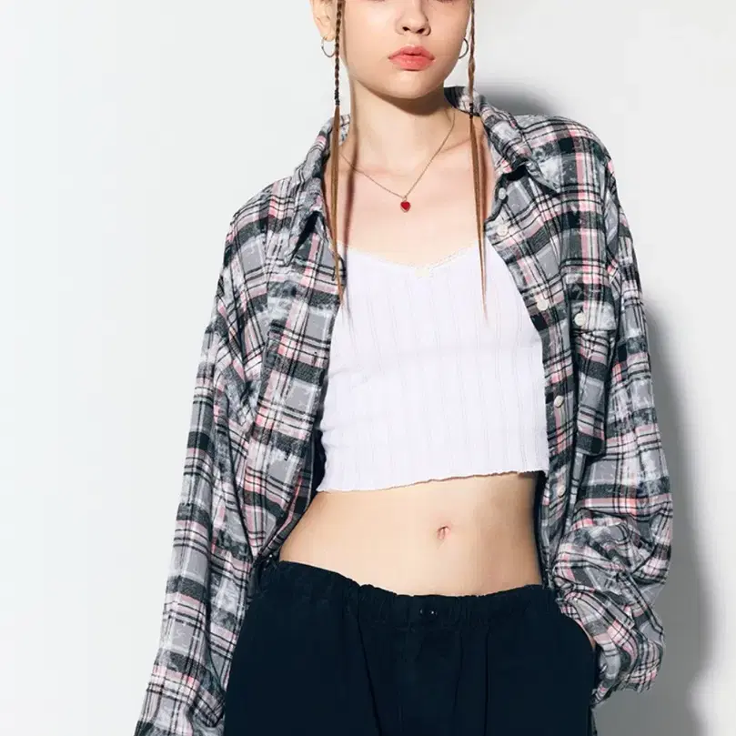 에즈이프캘리 dirtywashing overfit check shirt