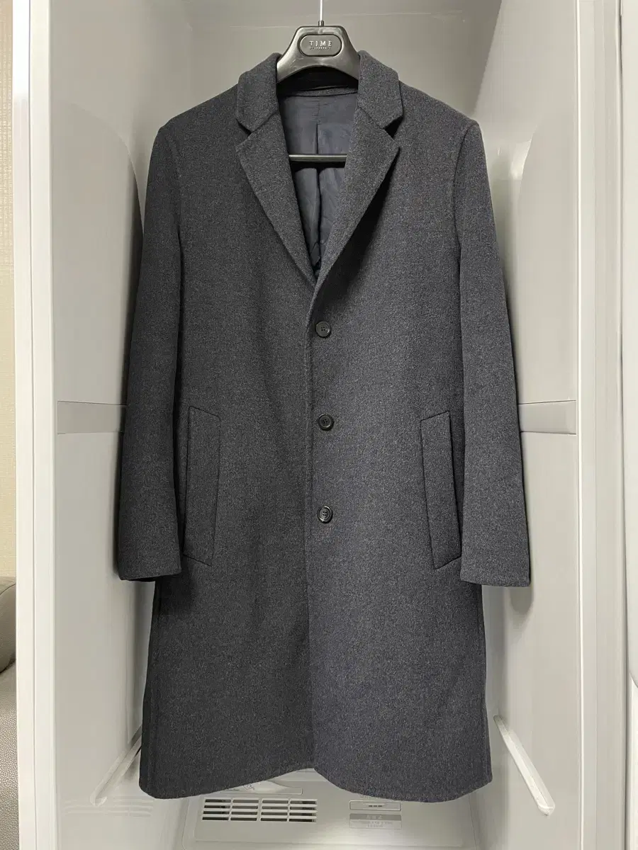 Time Homme charcoal gray cashmere handmade coat size 95