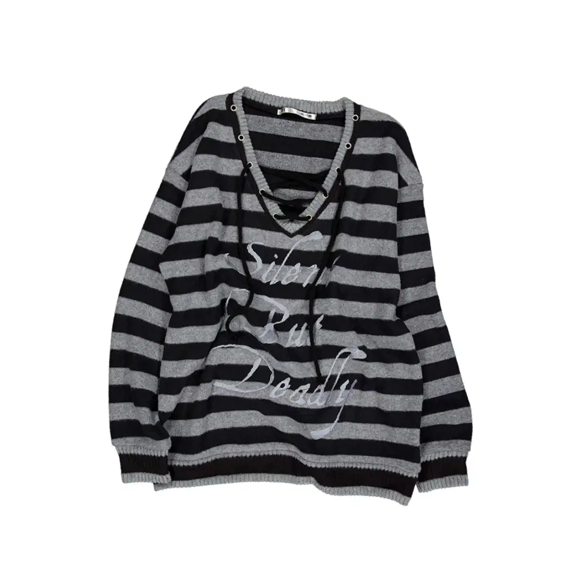 셋업이엑스이 STRIPE V-NECK MTM BLACK