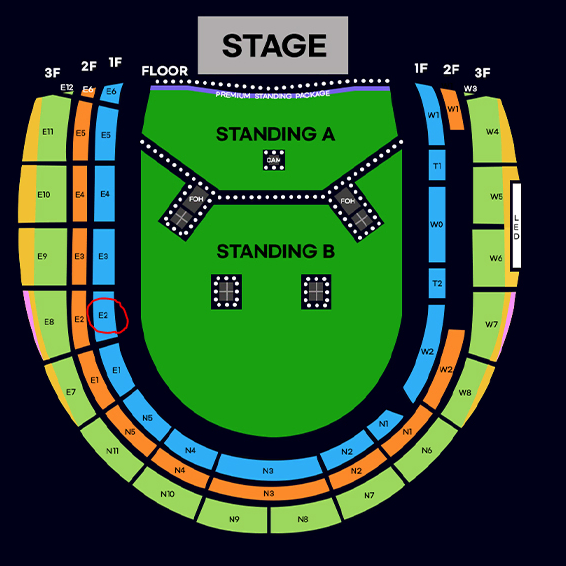 오아시스 내한공연 콘서트 지정석 P석 E2구역 7열 1석 단석