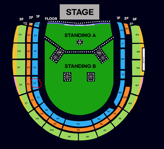 오아시스 내한 공연 콘서트 E2구역 지정석 P석 E2구역 6열 2연석