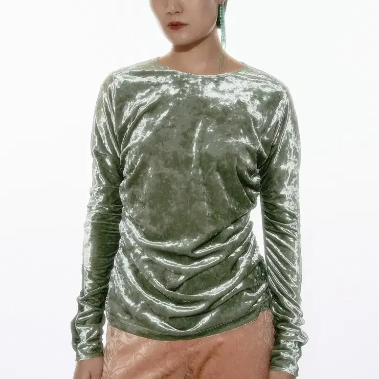 teak shirring radiance top green 티크 셔링탑