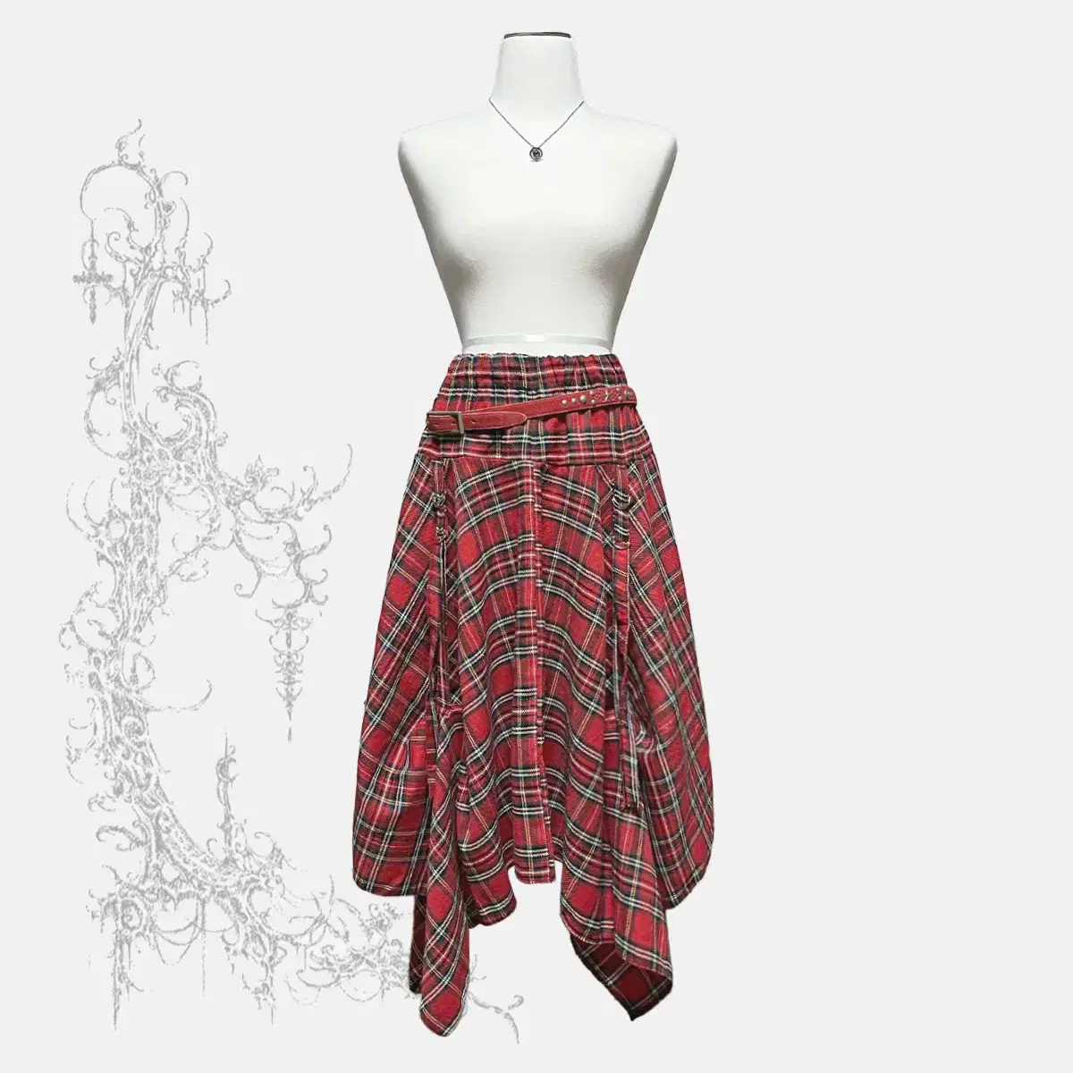 TARTAN CHECK D-RING SKIRT