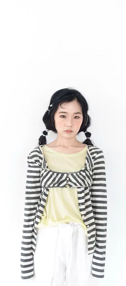 샵페어리 stripe button cardigan (charcoal)