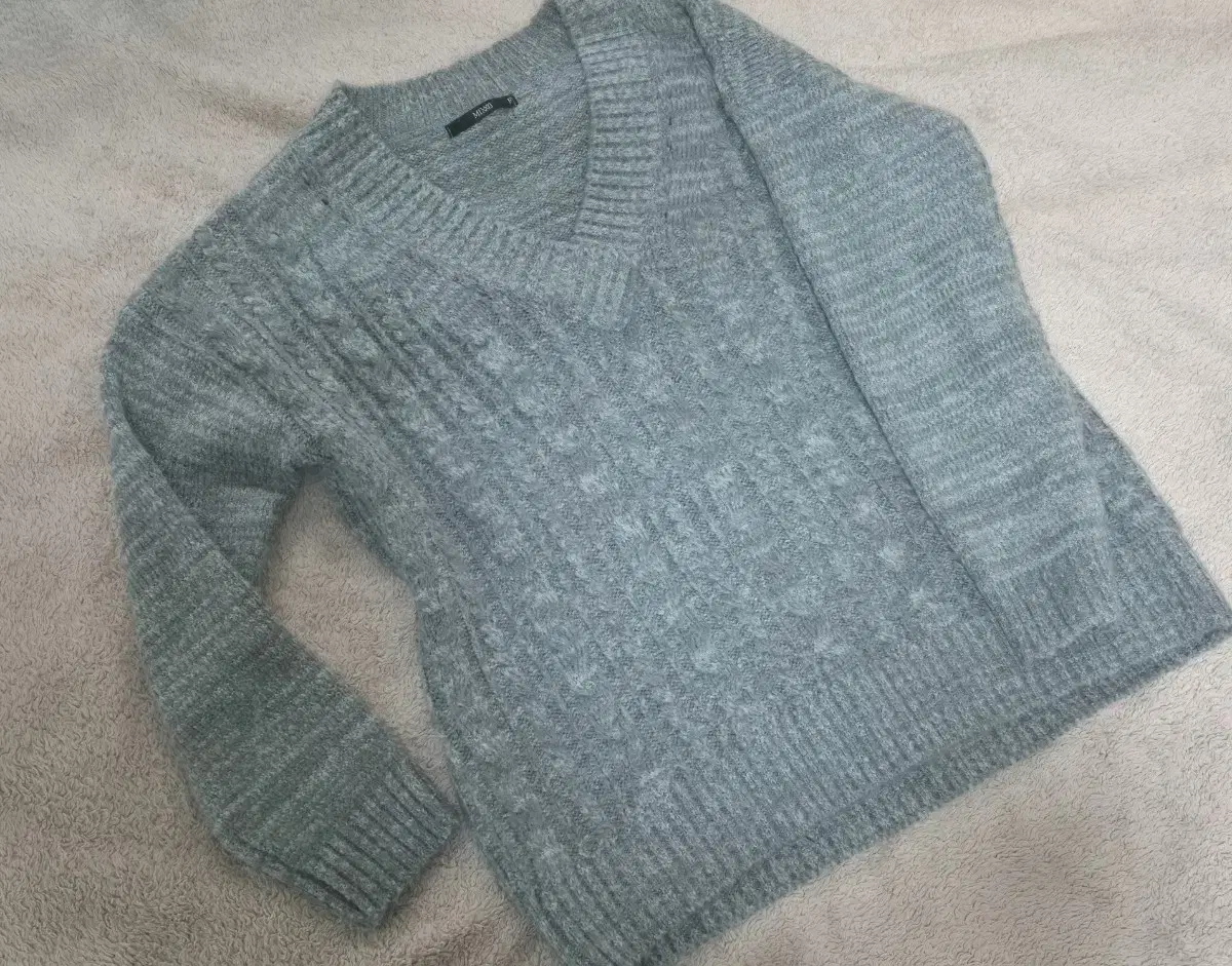 V-neck women's knit gray color