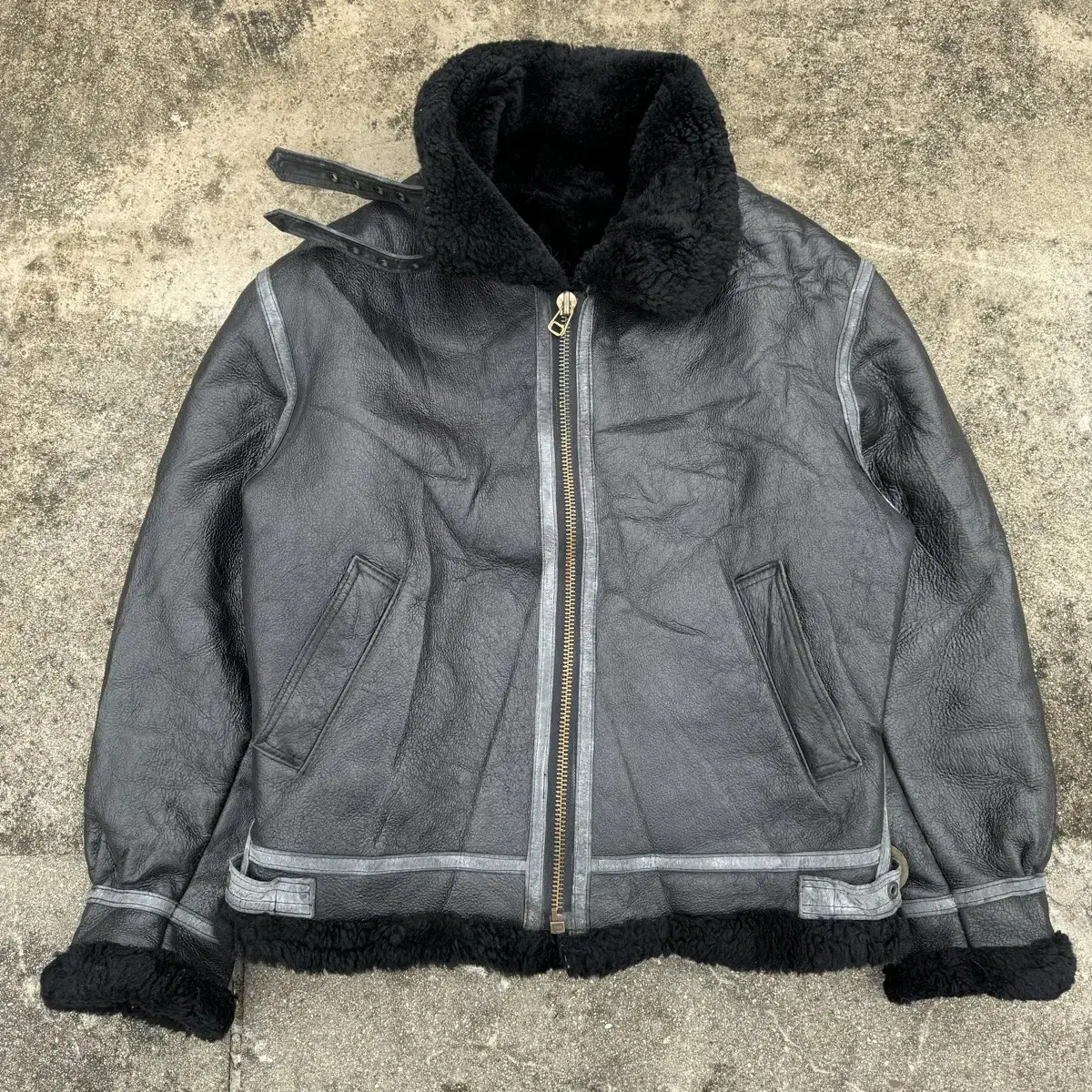 [L] Military B3 Sheep Skin Flight Jacket