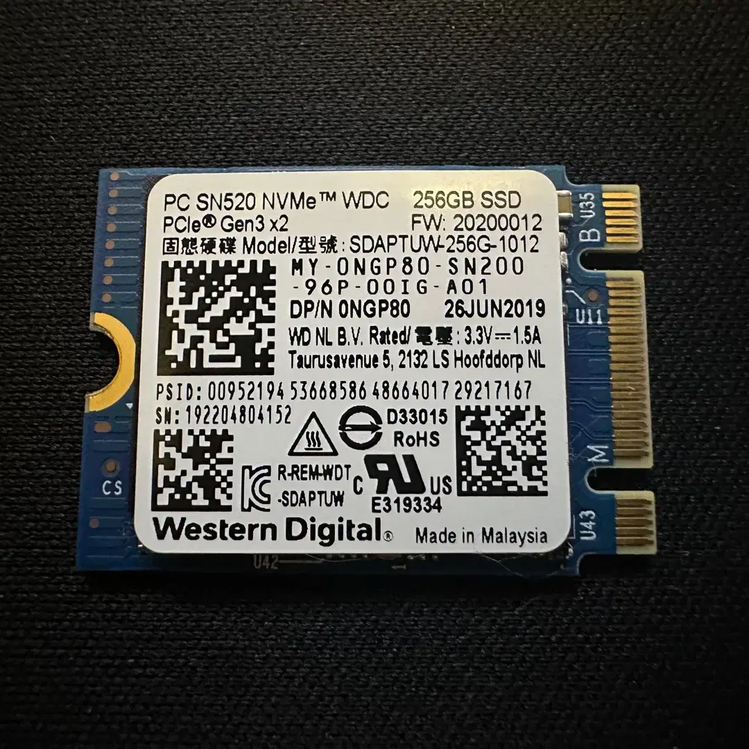 WD SN520 M.2 2230 NVMe (256GB)