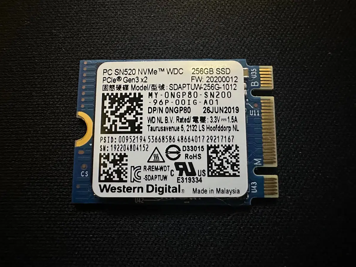 WD SN520 M.2 2230 NVMe (256GB)