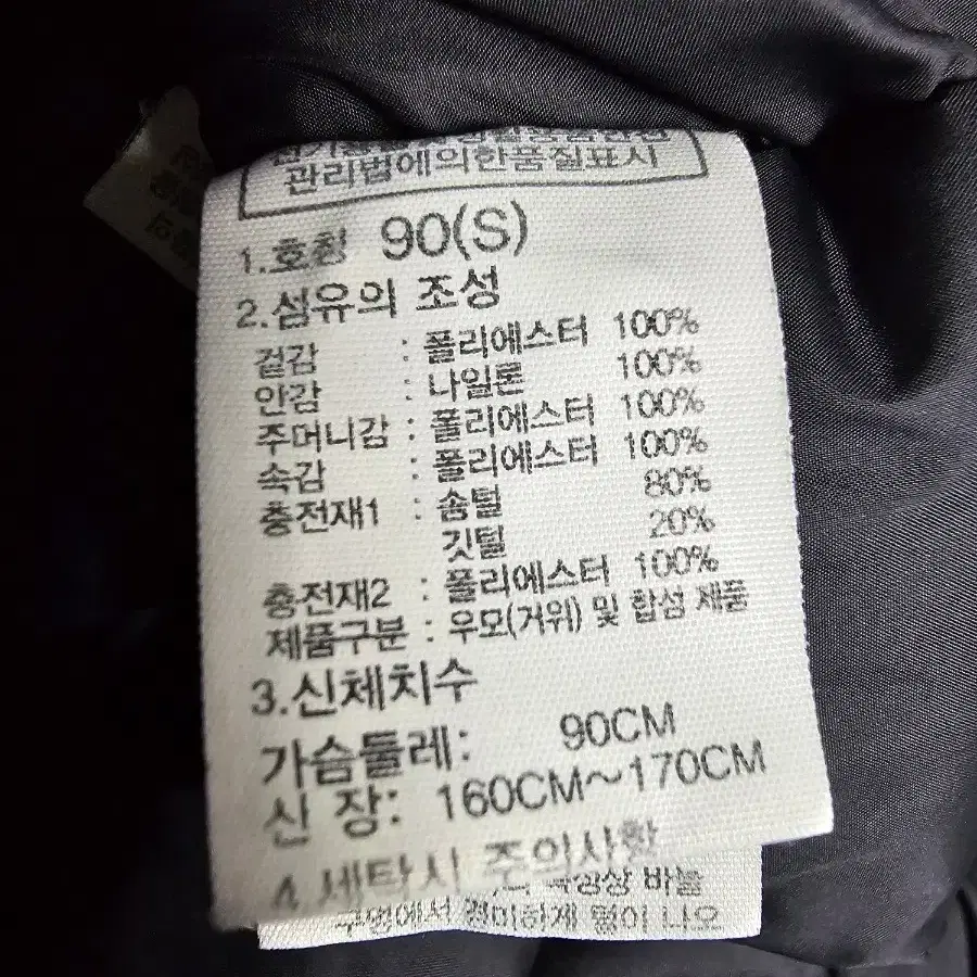 노스페이스 구스롱패딩 90