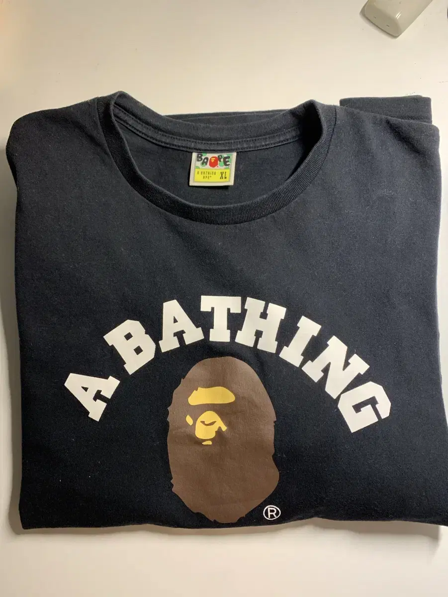 베이프 긴팔티셔츠 BAPE College L/S T-Shirt Black