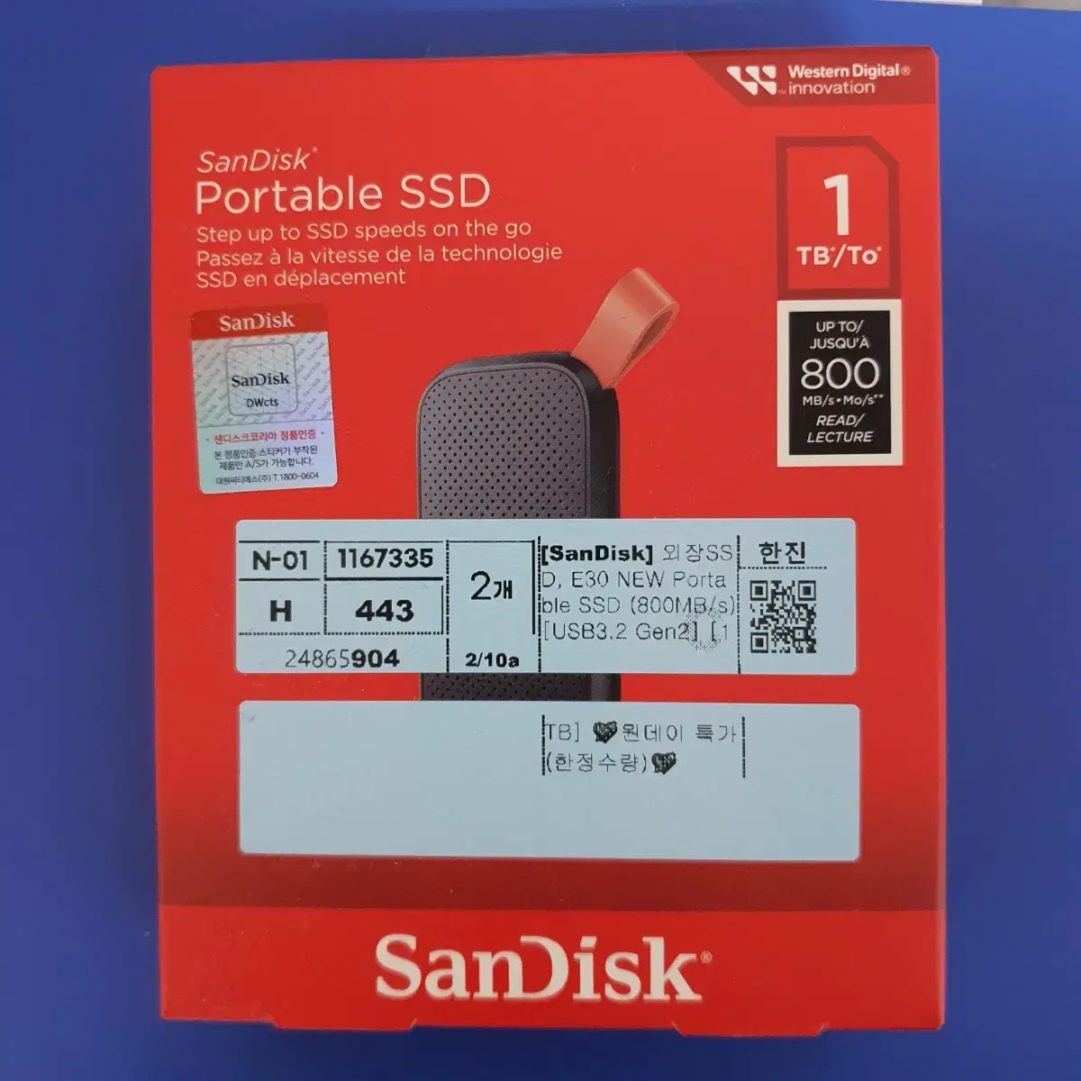 샌디스크 sandisk portable ssd 1테라 1Tb