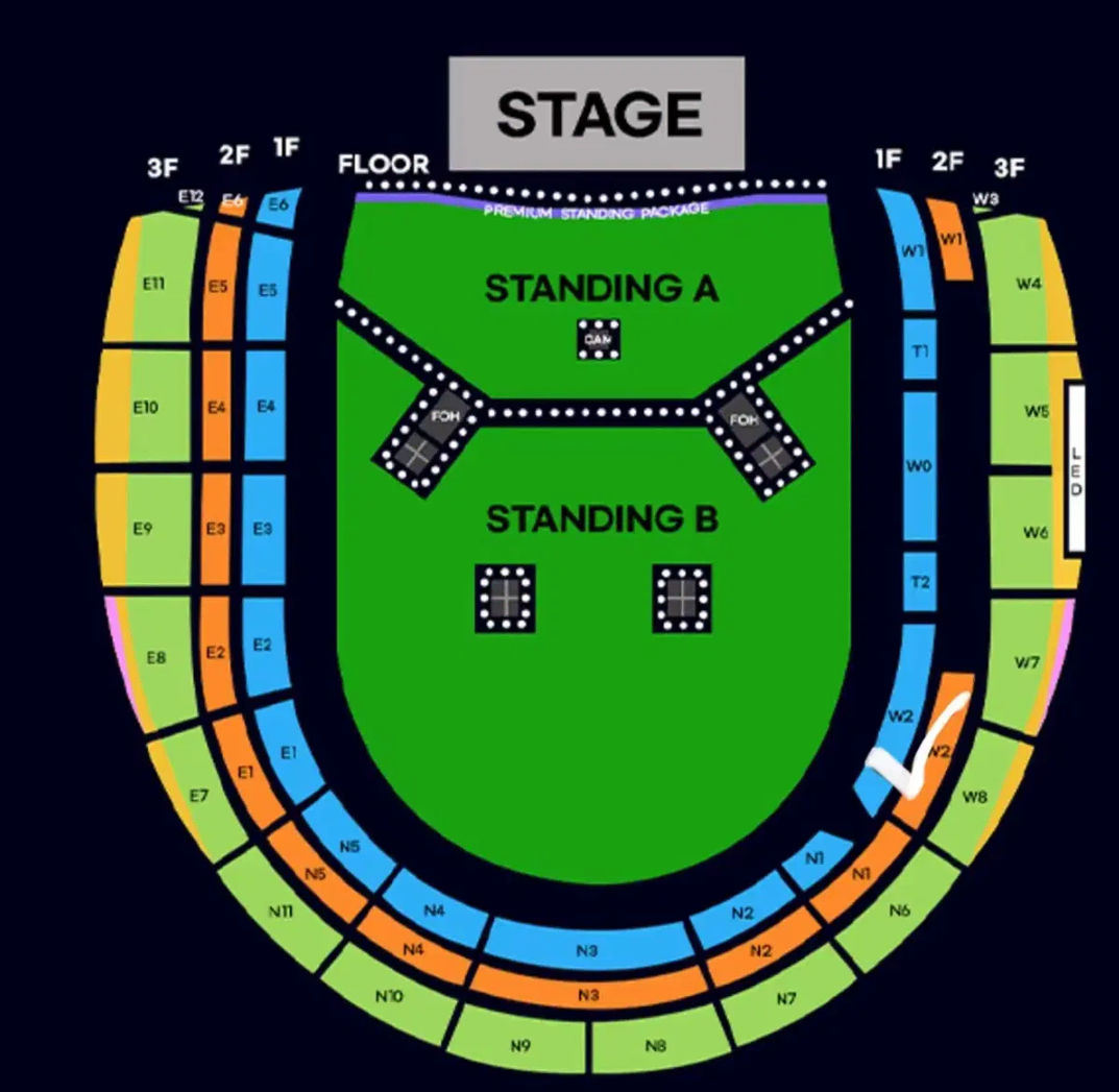 오아시스 내한 공연 3층 W5구역 18열 1자리 판매