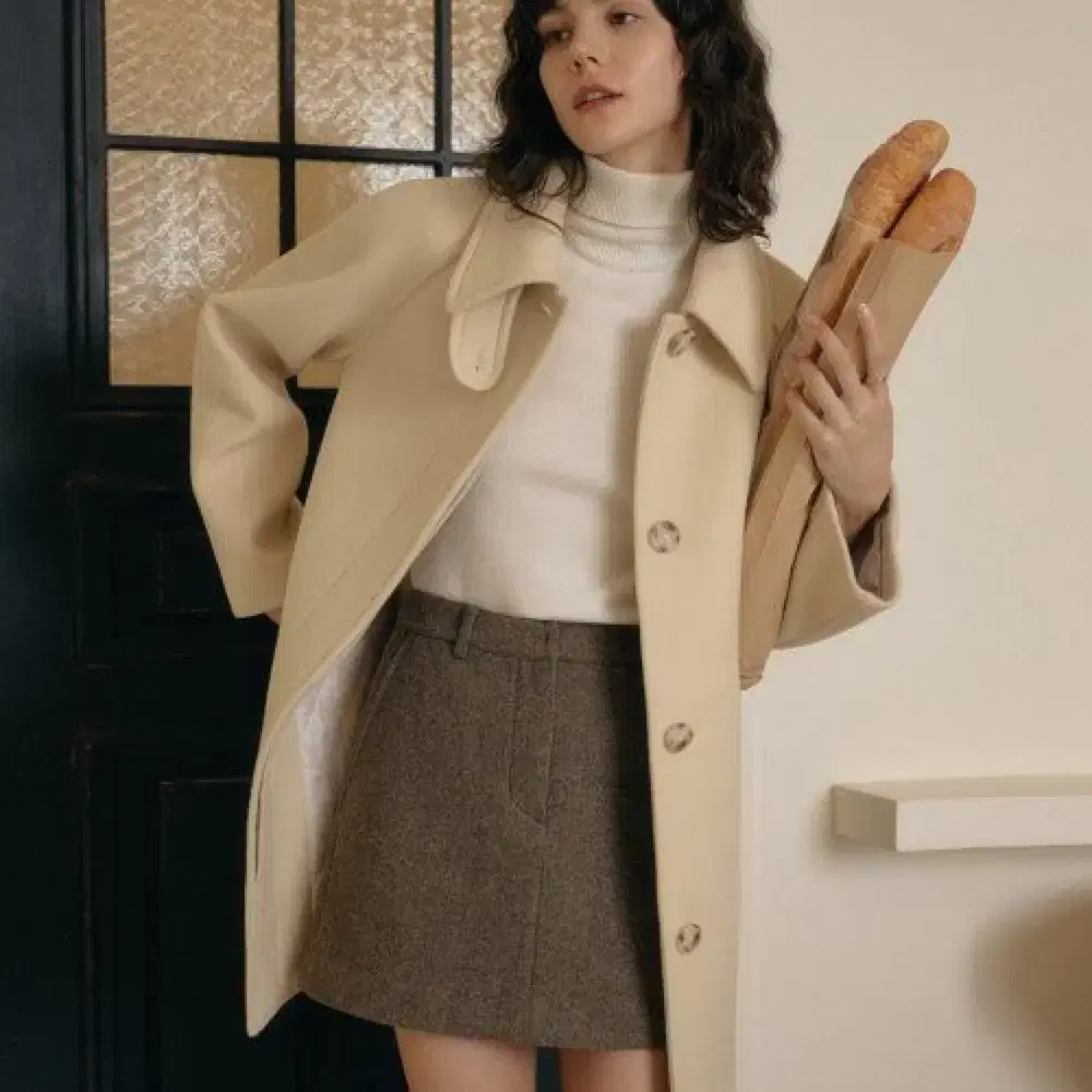 룩캐스트 카나 하프 울 코트 KANA HALF WOOL COAT 버터