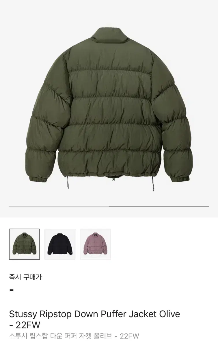 스투시 립스탑 다운 페퍼 자켓 올리브 fw-22