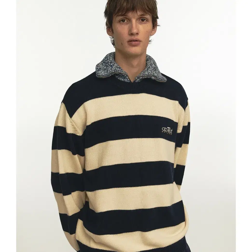 새상품 테켓 teket Pajama Stripe Sweater Navy