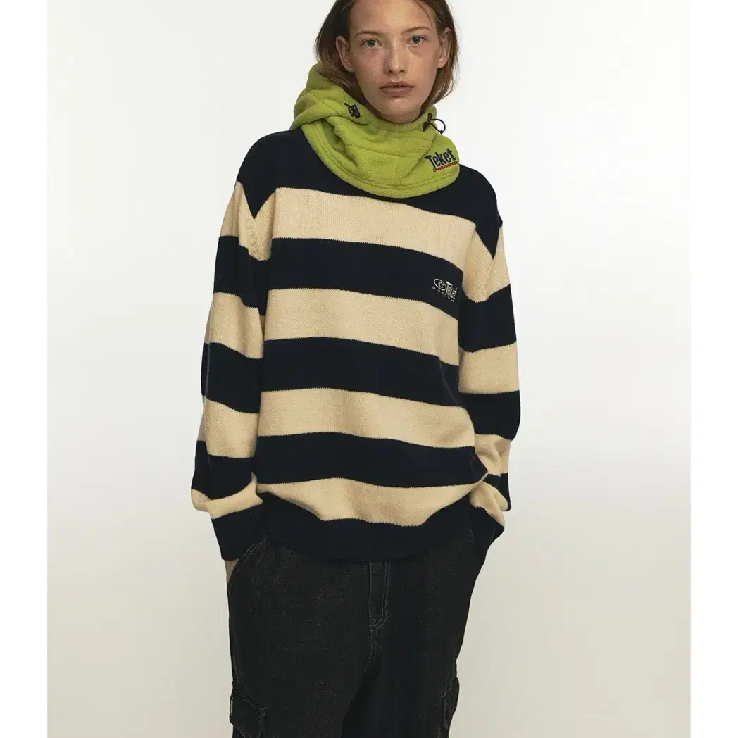 새상품 테켓 teket Pajama Stripe Sweater Navy