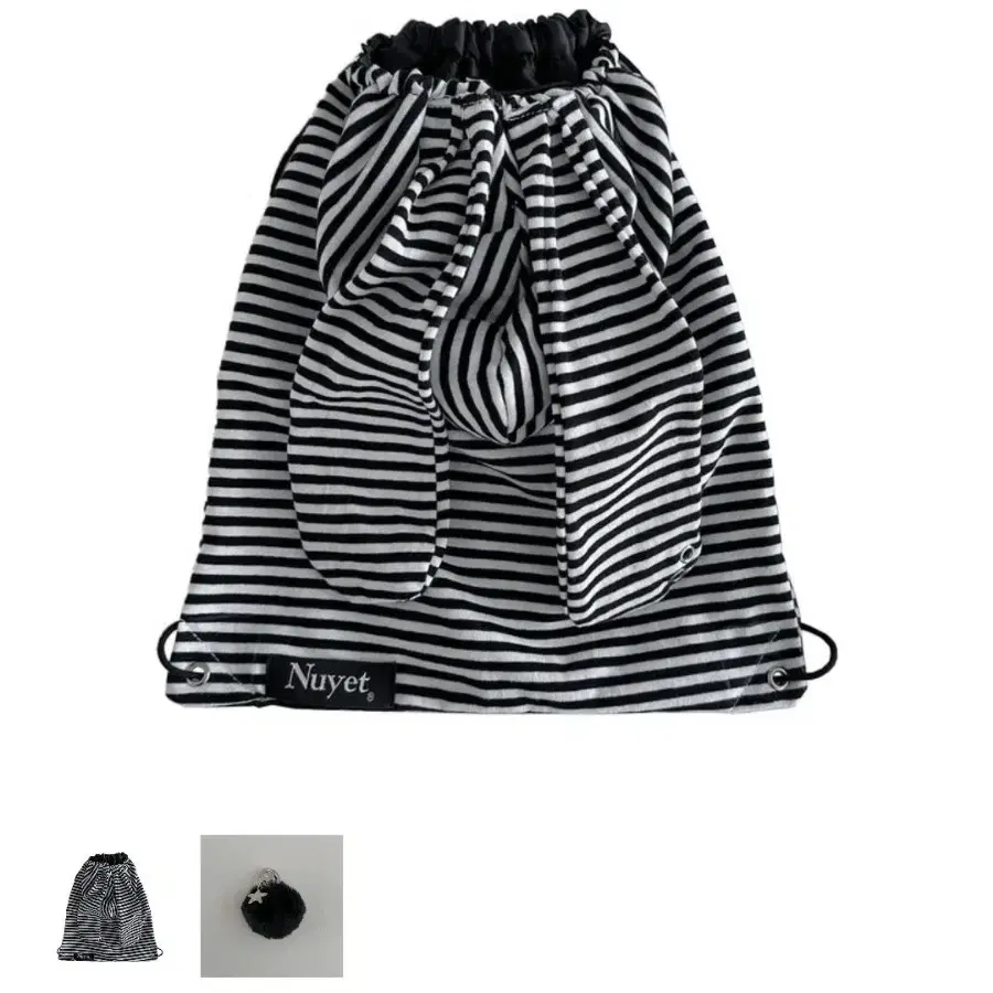 nuyet stripe rabbit hoodie bag