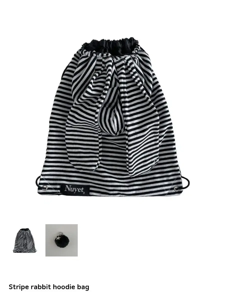 nuyet stripe rabbit hoodie bag