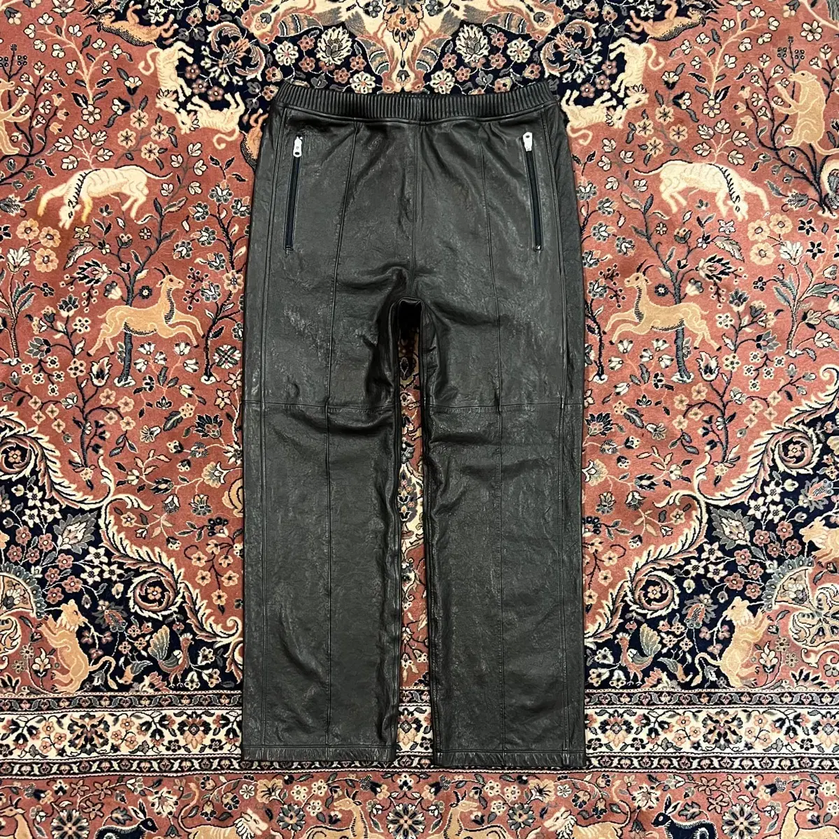 Blackout Pierced Leather Track Pants L