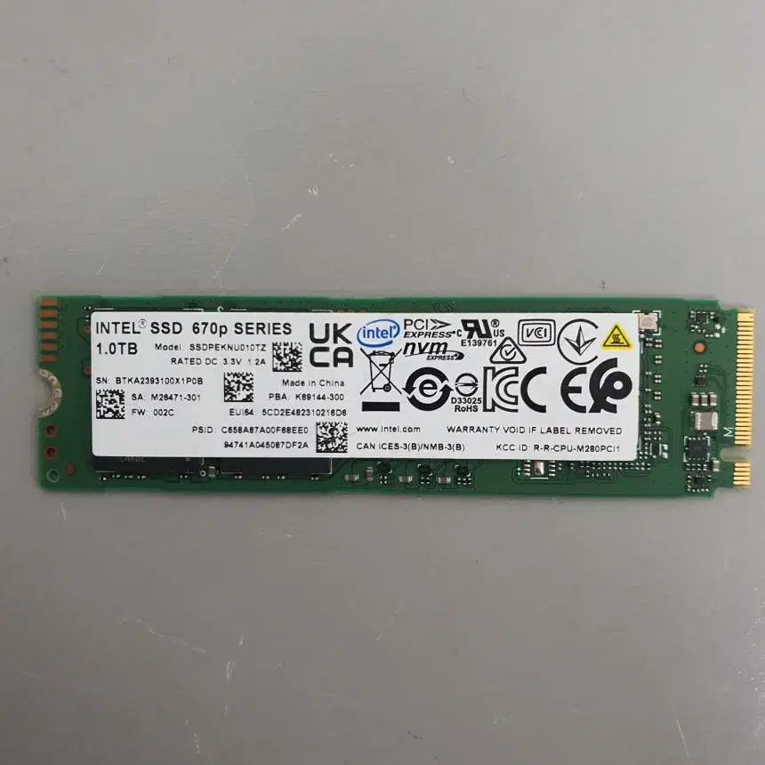 [무료배송] 중고 인텔 솔리다임 670P M.2 NVMe 1TB