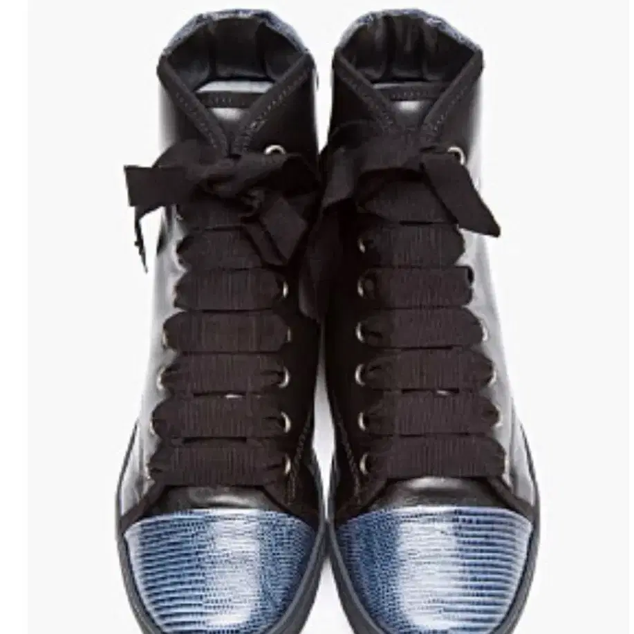 LANVIN Black Leather High-Top Sneakers