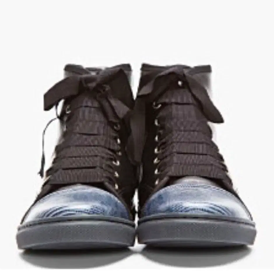 LANVIN Black Leather High-Top Sneakers