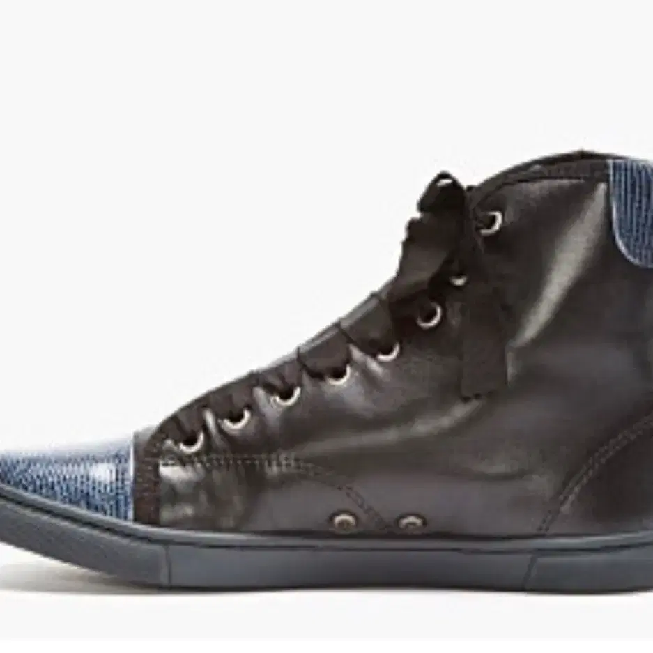 LANVIN Black Leather High-Top Sneakers