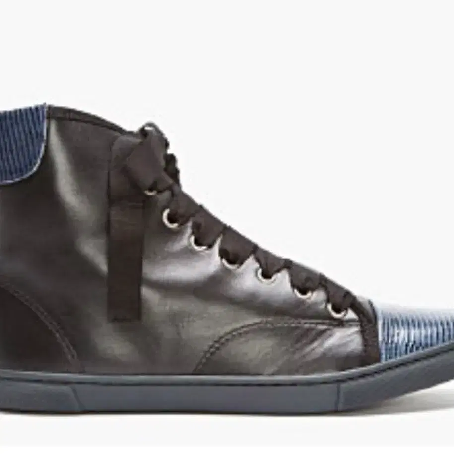 LANVIN Black Leather High-Top Sneakers