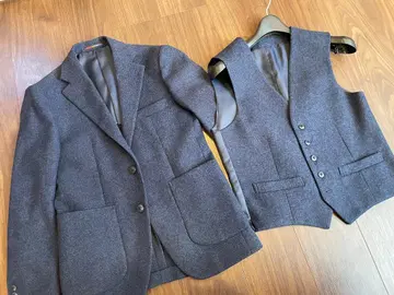 ORIHICA 울 혼방 3버튼 재킷 지레 세트 SS 네이비