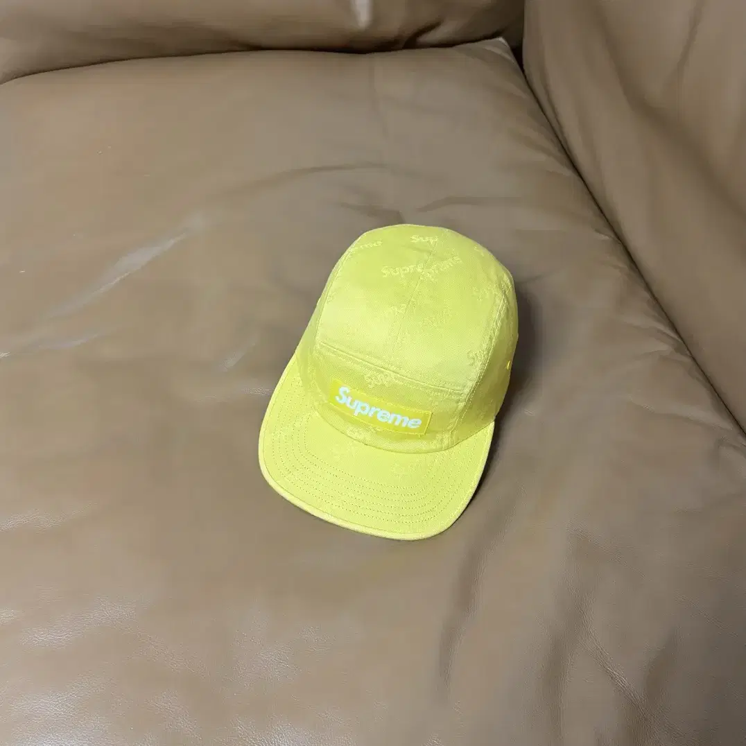 Supreme 슈프림 캠프캡 모자 Jacquard Logo Yellow