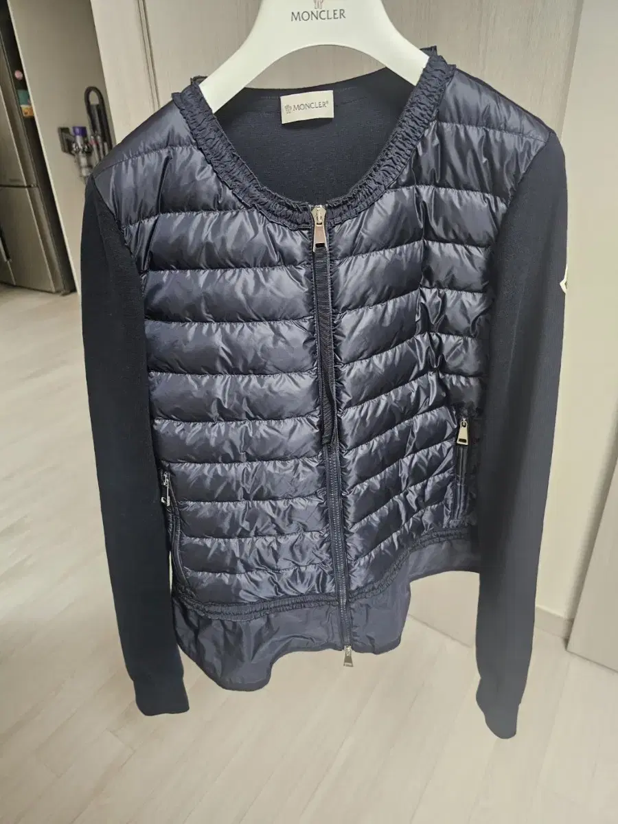 Moncler Women's Knit Lightweight Puffer Size L for sale. Navy.