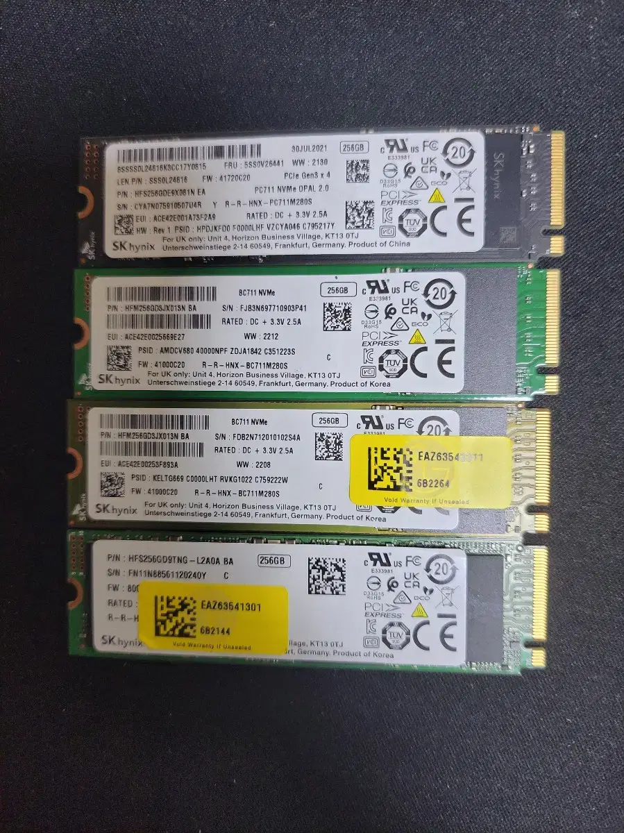 컴퓨터 저장장치 하이닉스 M.2 NVME SSD 256GB 세종류