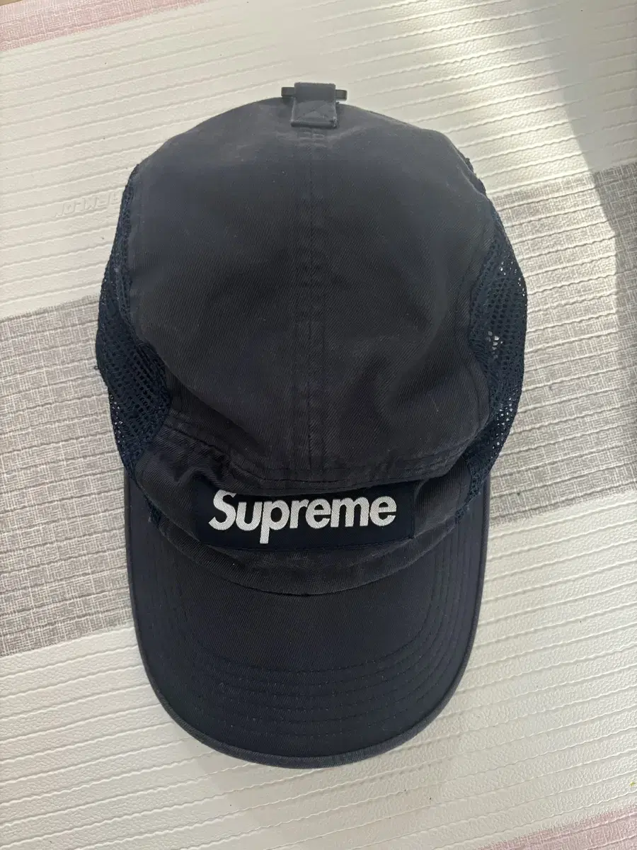 Supreme 슈프림 블랙 캠프캡 모자 Mesh Washed navy