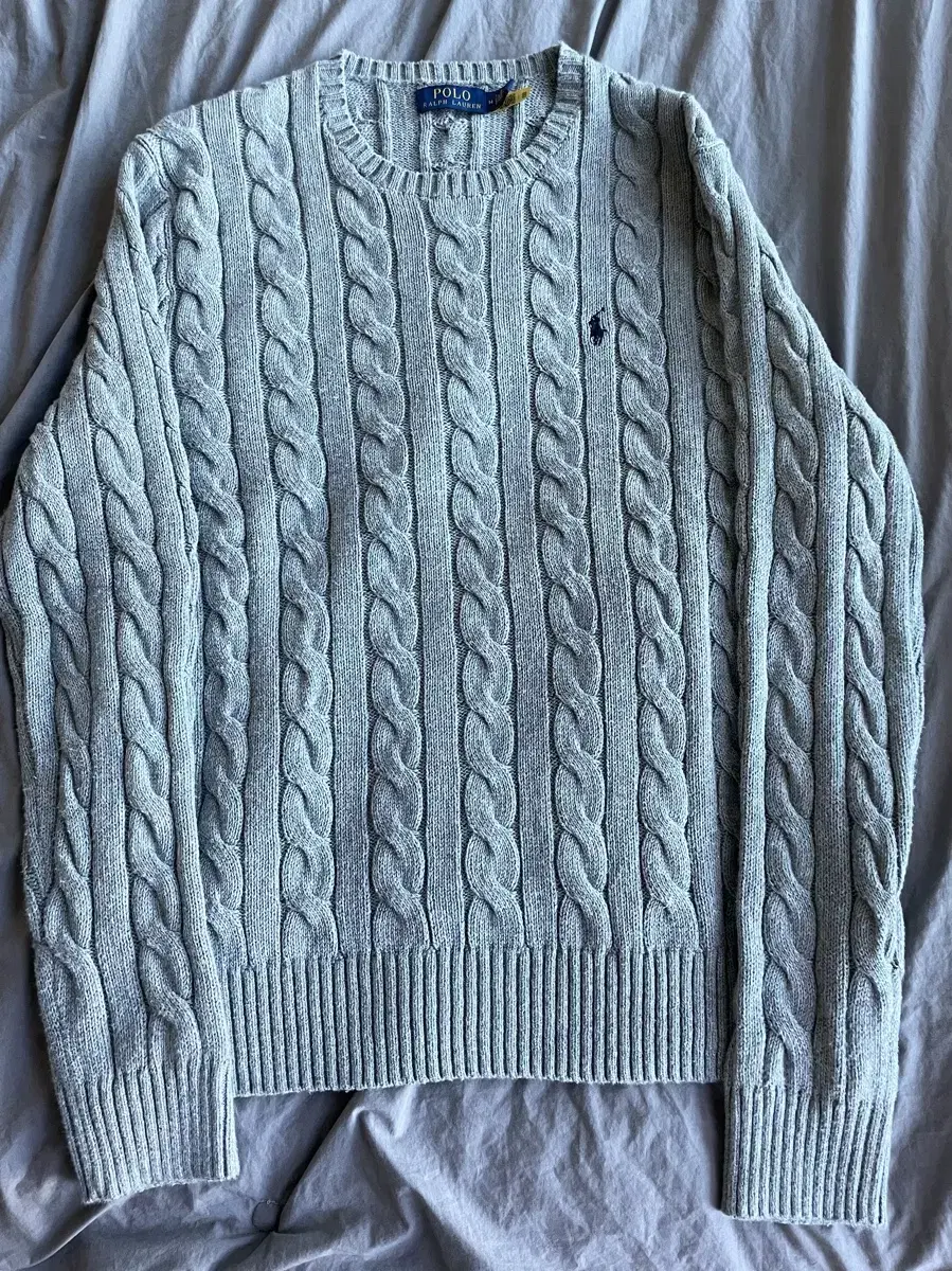 Polo Cable Knit Gray M