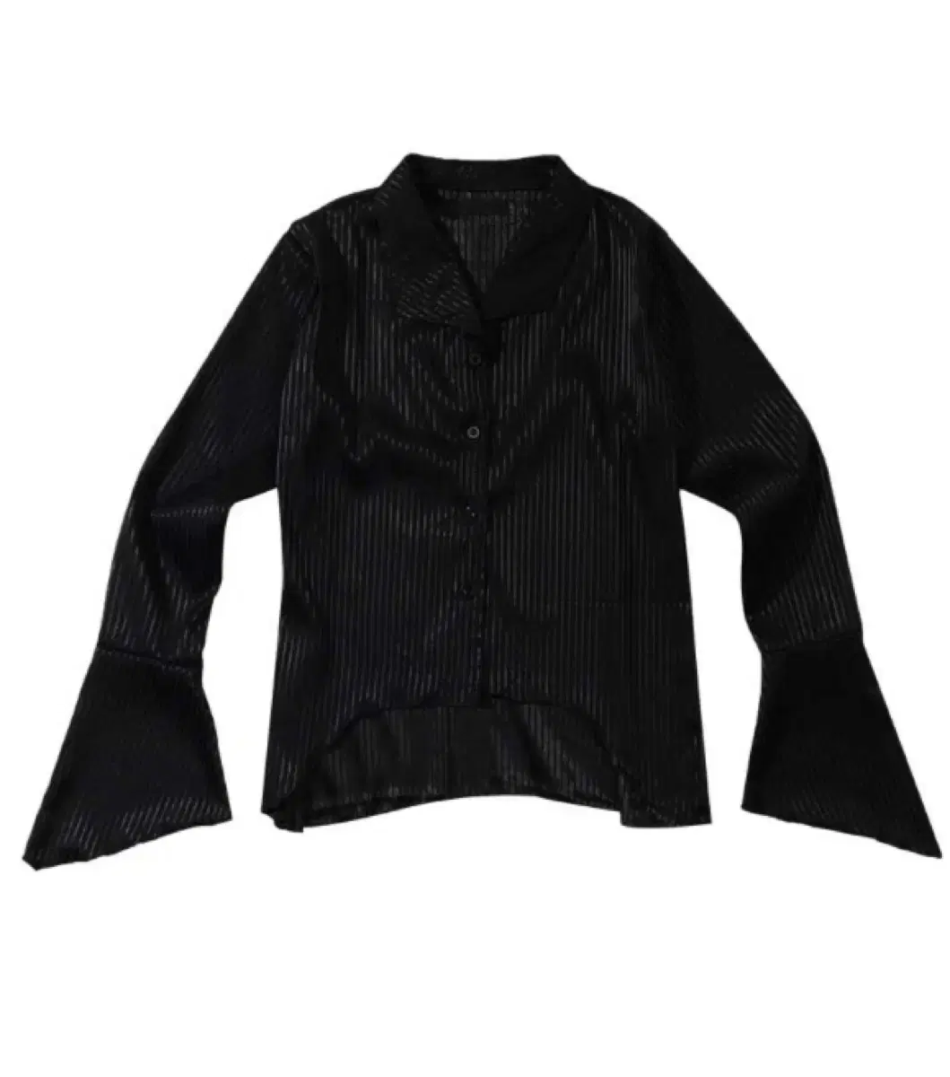 애즈온 asymmetric stripe shirt black