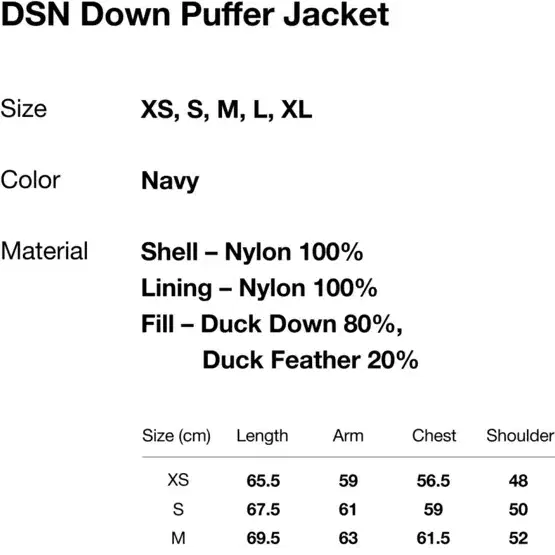 디스이즈네버댓 숏패딩 DSN down puffer 네이비 M사이즈 팜