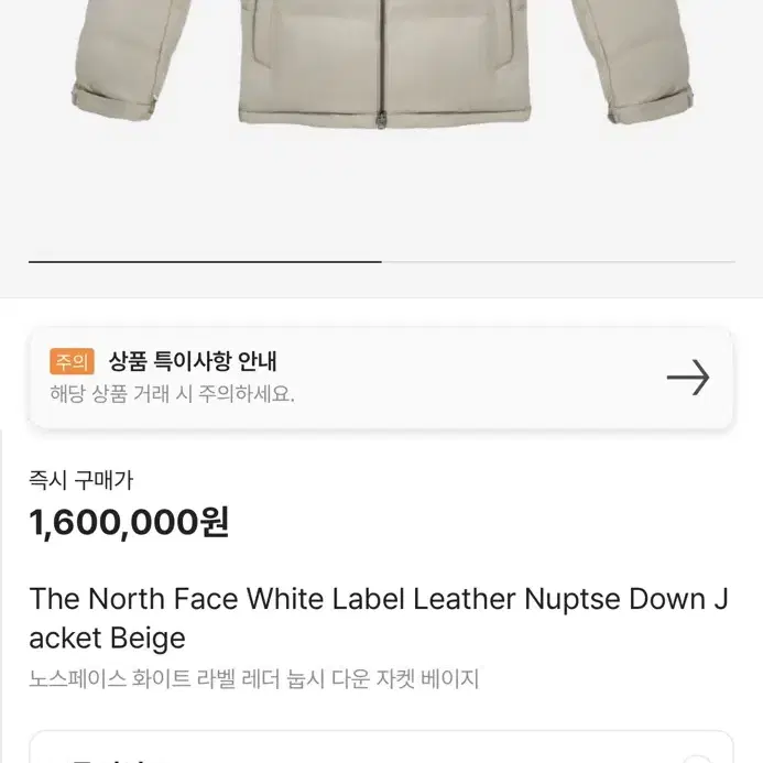 노스페이스 LEATHER NUPTSE DOWN JACKET 100사이즈