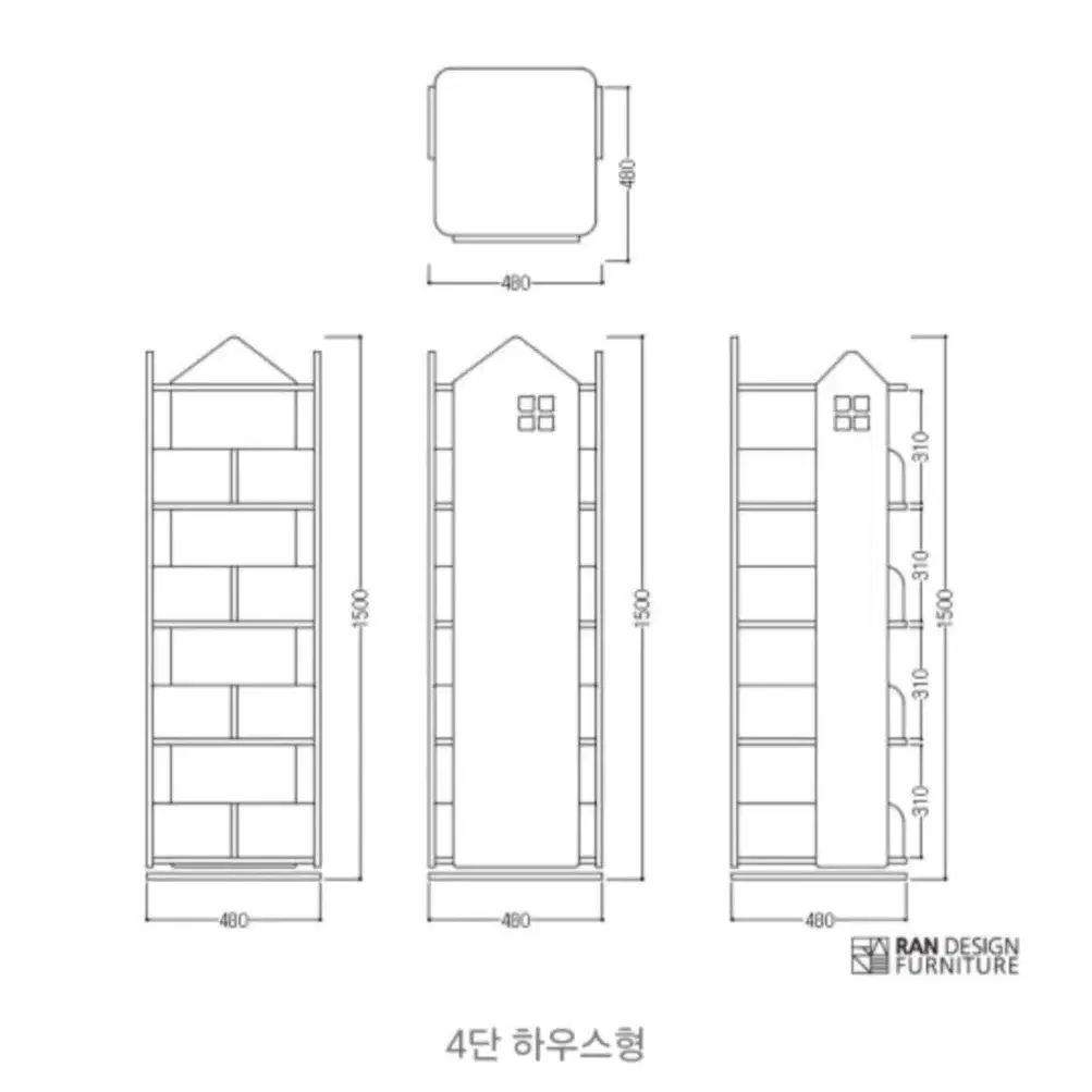 란가구 하우스형 4단 회전책장