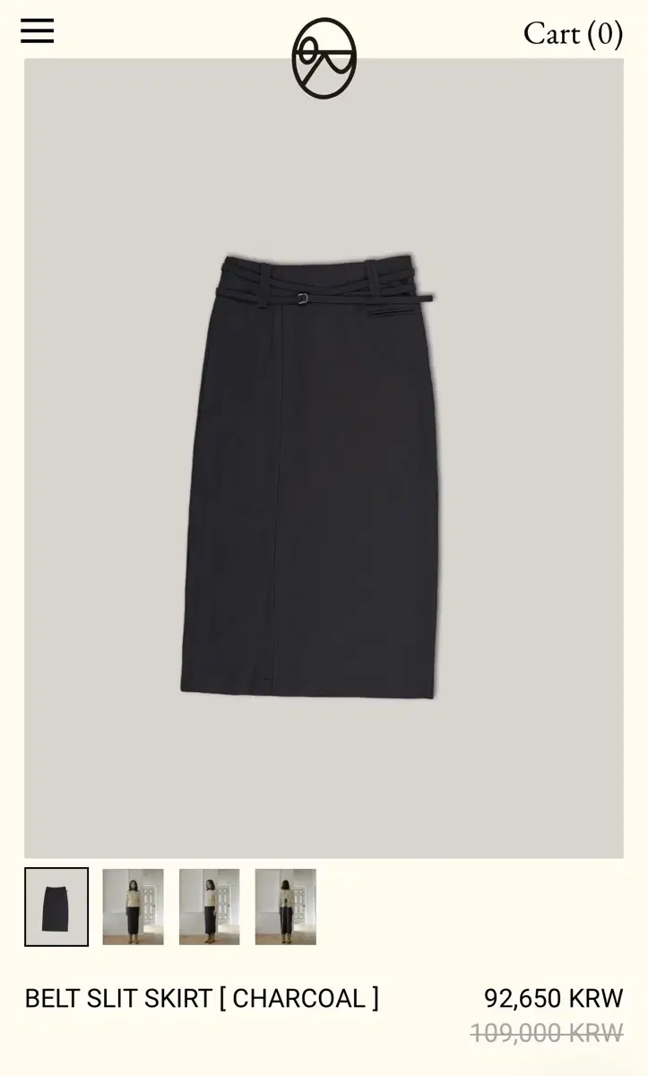 ouro belt slit skirt (charcol)