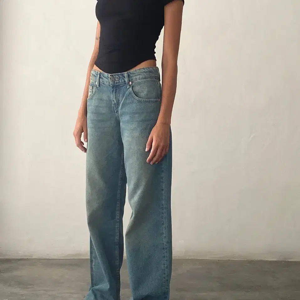 모텔락스 parallel jean vintage blue green