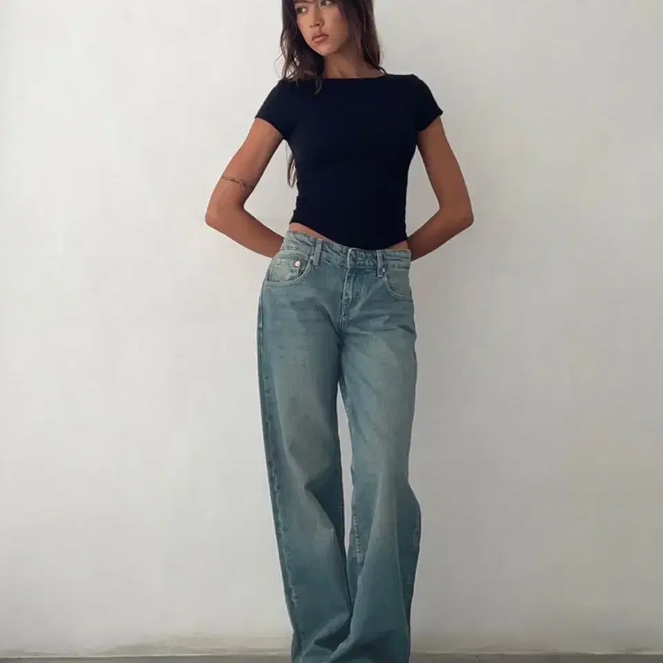 모텔락스 parallel jean vintage blue green