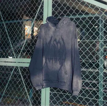 ANTIMID PIGMENT LOGO HOODIE - NAVY