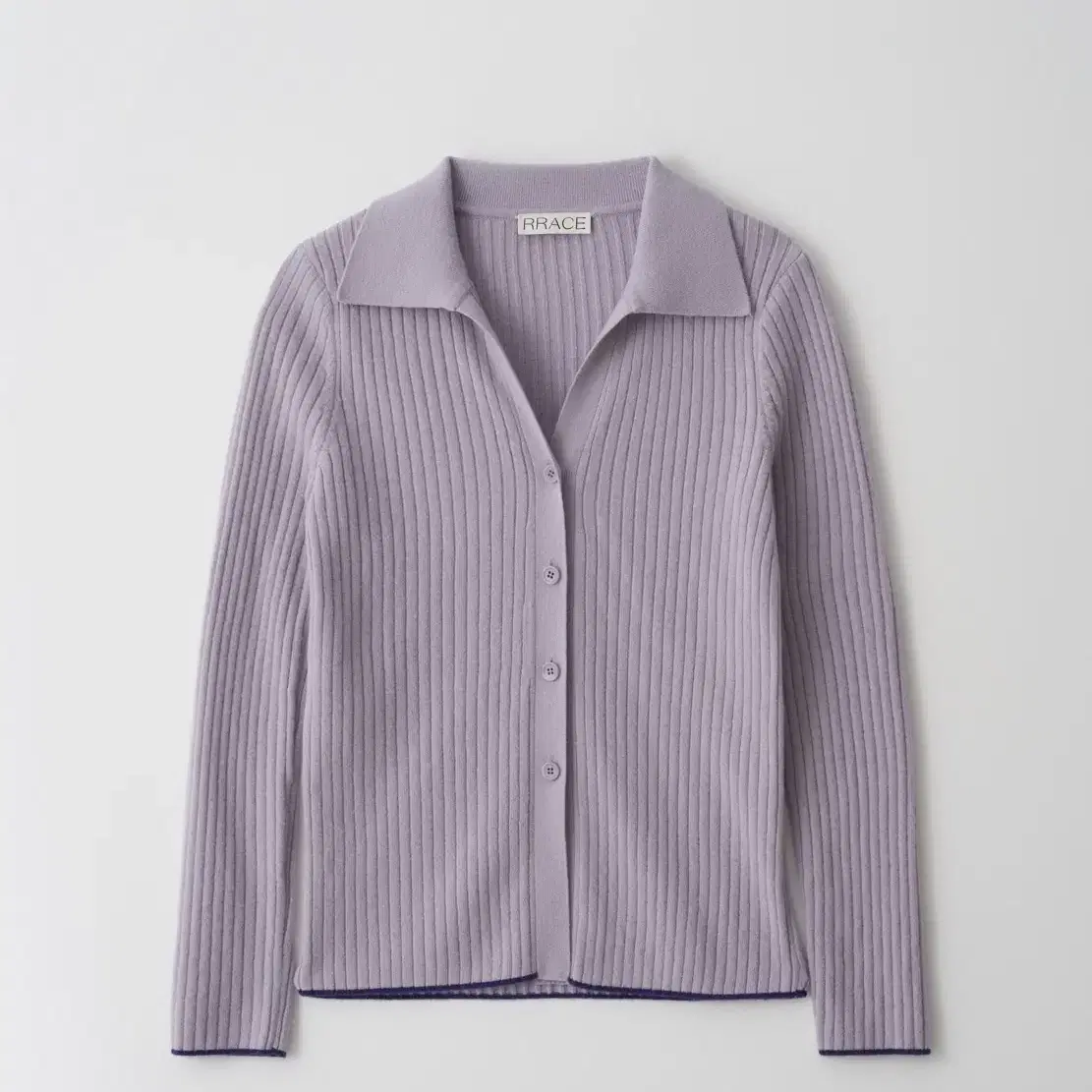 rrace Wool collar knit Cardigan_Purple