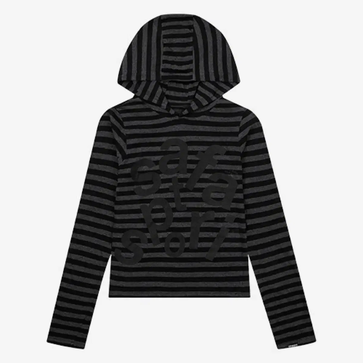 사파리스팟 1/2 TICKETING STRIPE BORDER HOODIE