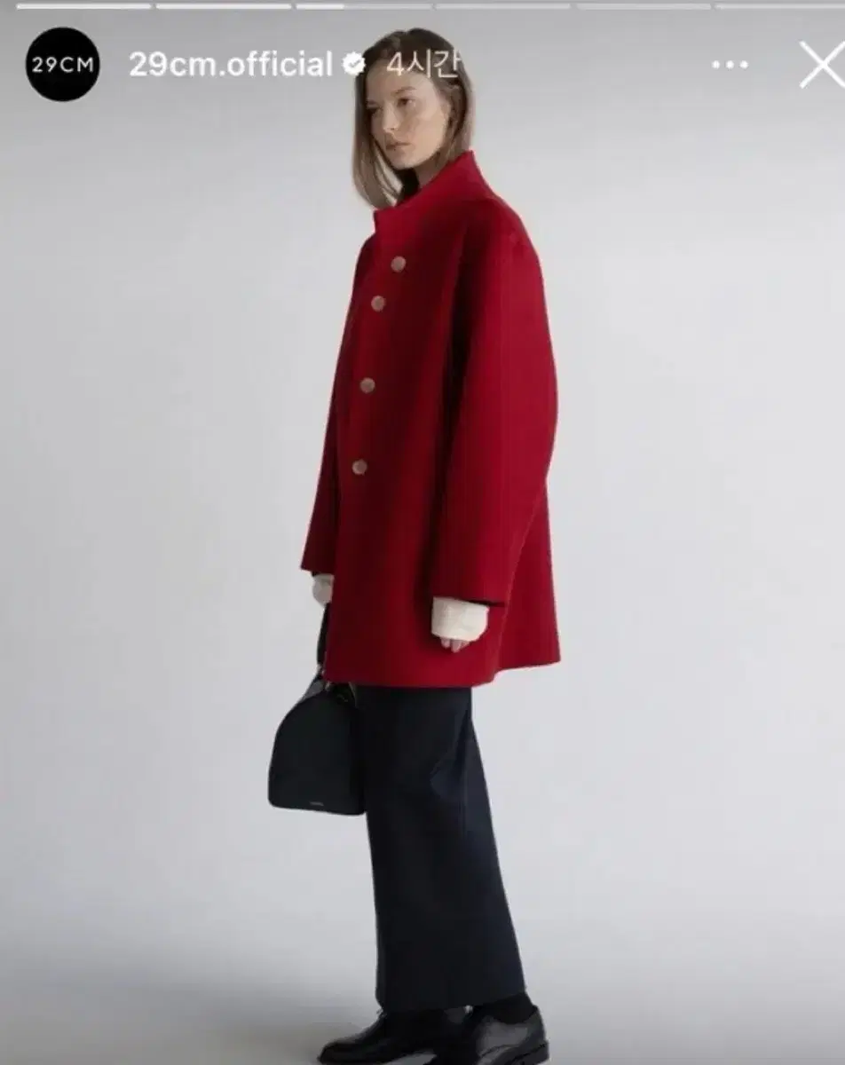 문달 moondal stand collar coat red 레드 코트