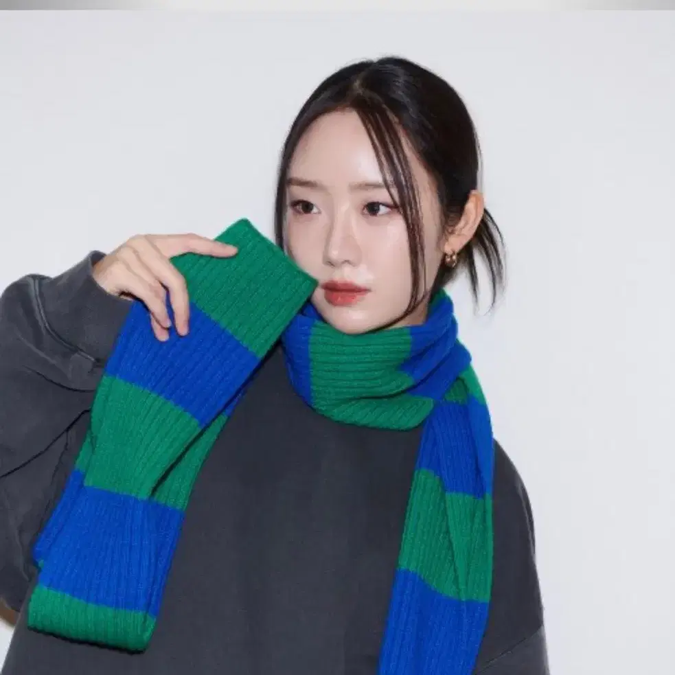 【LMR】韓国人気★MINI SYMBOL EMBROIDERED MOHAIR MUFFLER Mini Skinny Fluffy Mohair Silk Scarf - Soft Thin Knitted