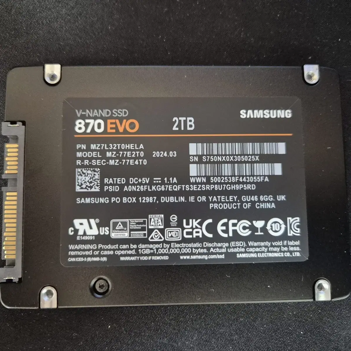 삼성 SSD 870evo 2t 판매합니다.