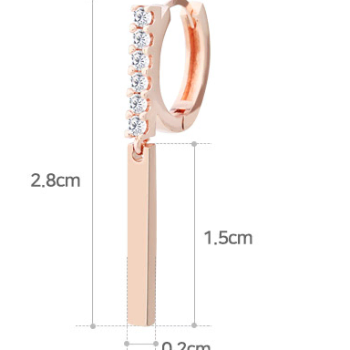 브이라인 갸름해보이는 슬림 스틱 가을비 로즈골드 큐빅귀걸이