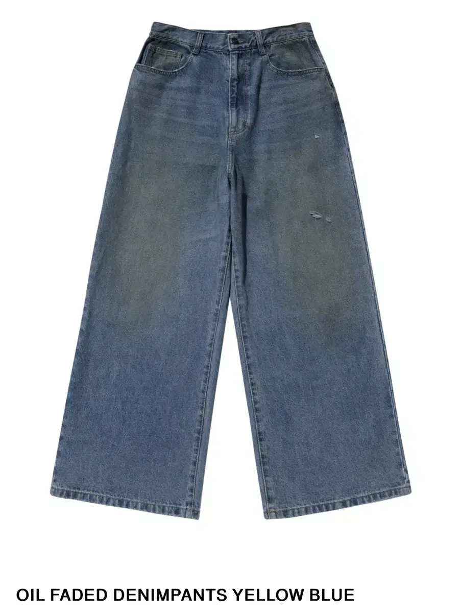 Suu) OIL FADED DENIMPANTS YELLOW BLUE 2